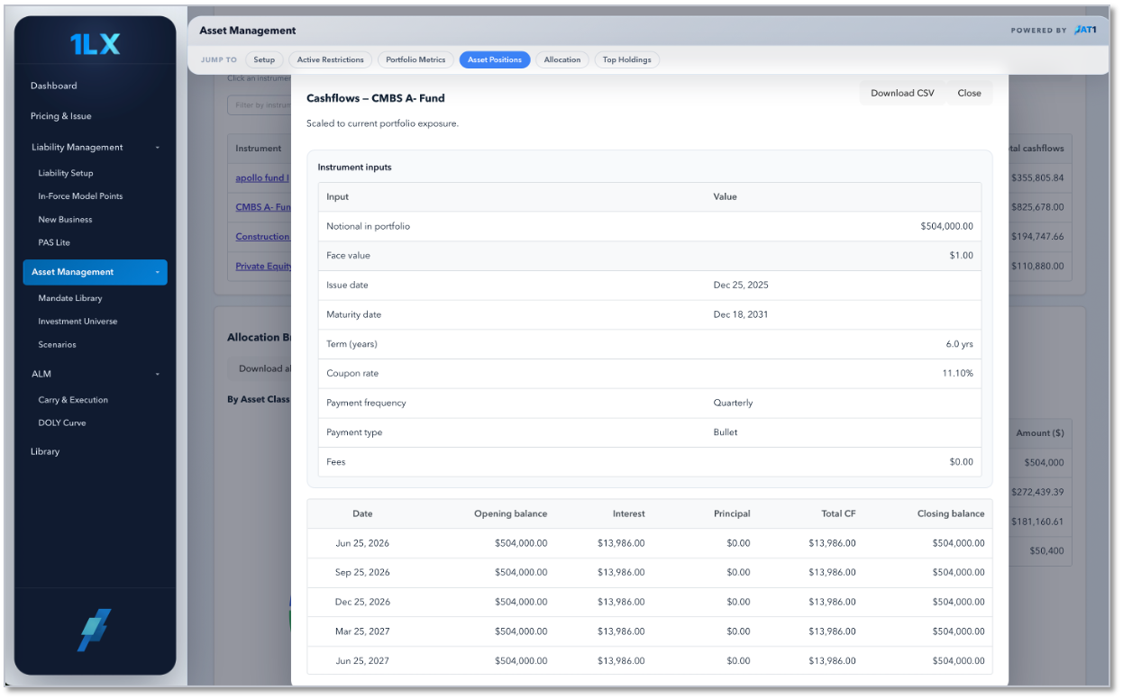 Asset Cashflow by Instrument